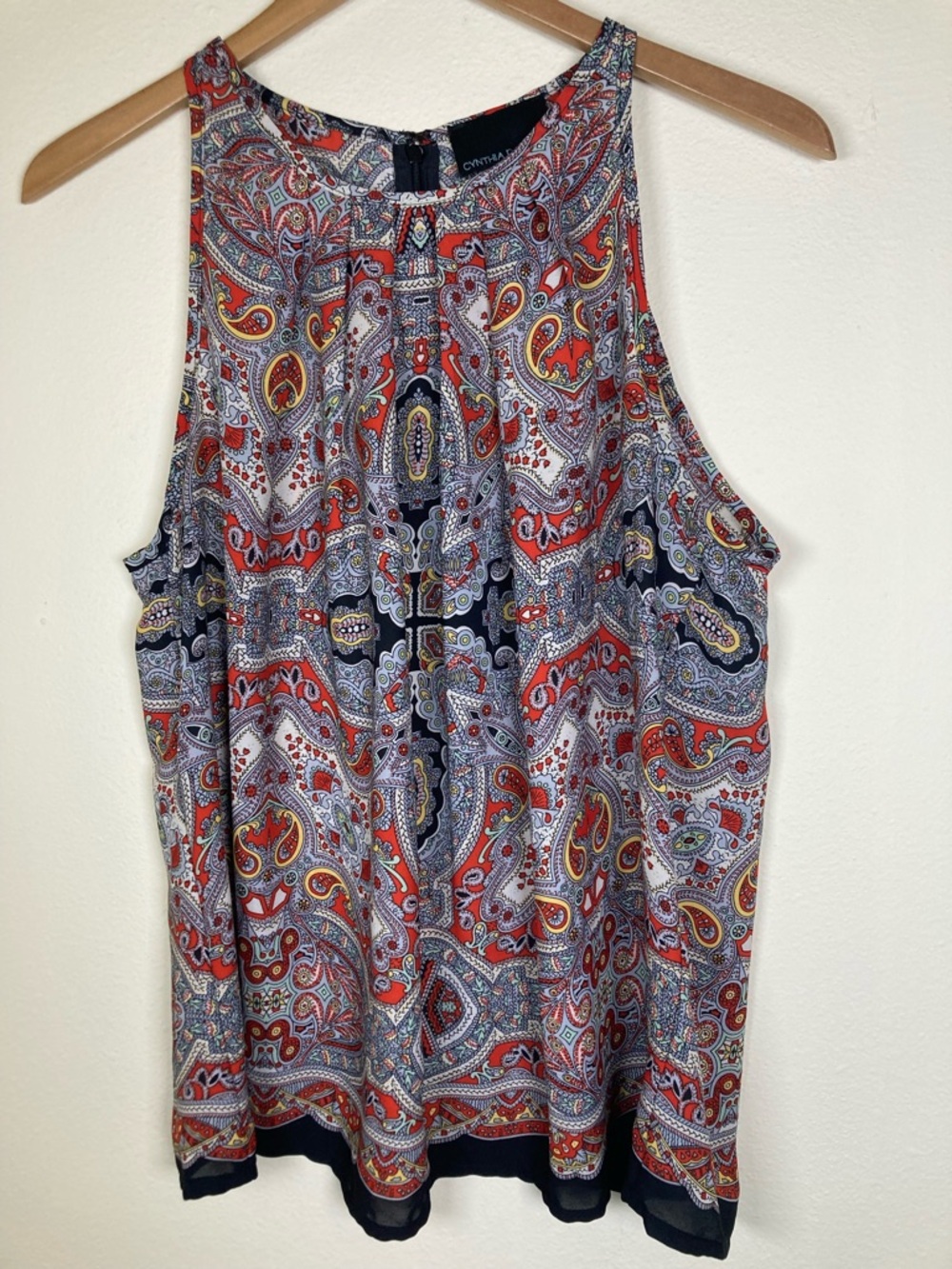 Cynthia Rowley Paisley Sleeveless Blouse Tank Top Size L Multicolor